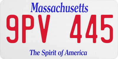 MA license plate 9PV445