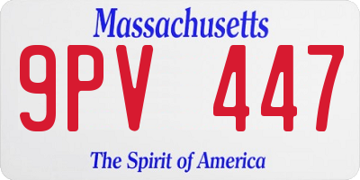 MA license plate 9PV447