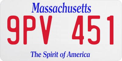 MA license plate 9PV451