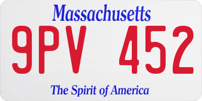 MA license plate 9PV452