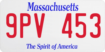 MA license plate 9PV453