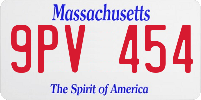 MA license plate 9PV454