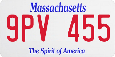 MA license plate 9PV455