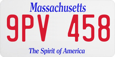 MA license plate 9PV458