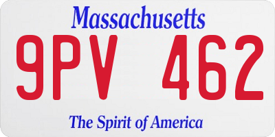 MA license plate 9PV462