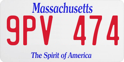 MA license plate 9PV474