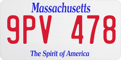 MA license plate 9PV478