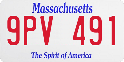 MA license plate 9PV491
