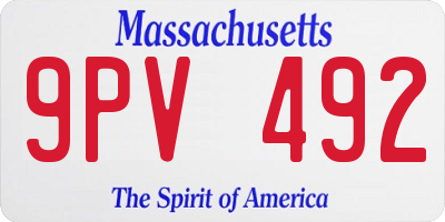 MA license plate 9PV492