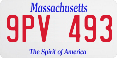 MA license plate 9PV493
