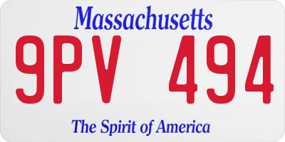 MA license plate 9PV494