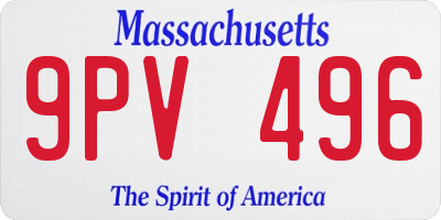 MA license plate 9PV496