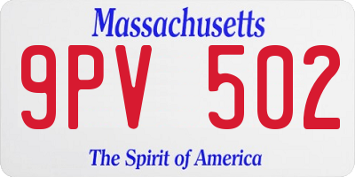 MA license plate 9PV502