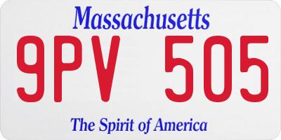 MA license plate 9PV505