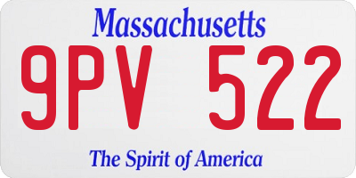 MA license plate 9PV522