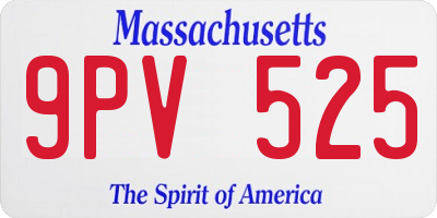 MA license plate 9PV525
