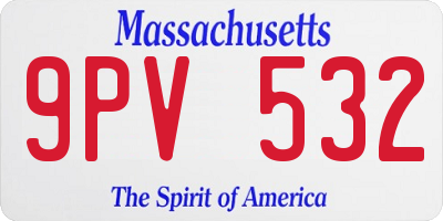 MA license plate 9PV532