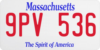 MA license plate 9PV536