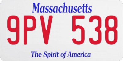 MA license plate 9PV538