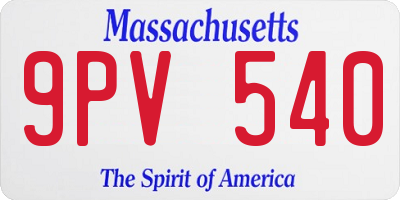 MA license plate 9PV540