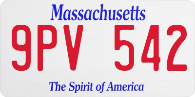 MA license plate 9PV542