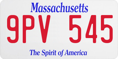 MA license plate 9PV545