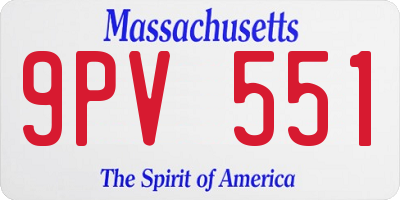 MA license plate 9PV551