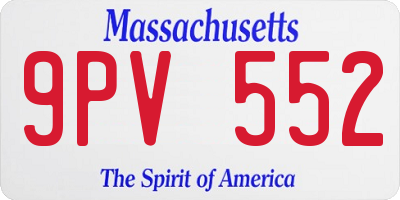 MA license plate 9PV552