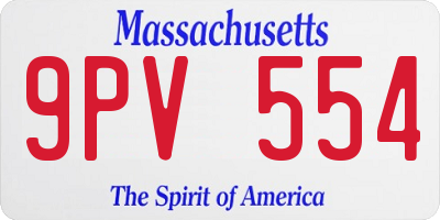 MA license plate 9PV554