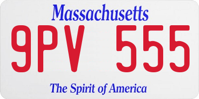 MA license plate 9PV555