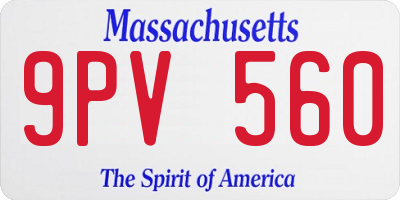 MA license plate 9PV560