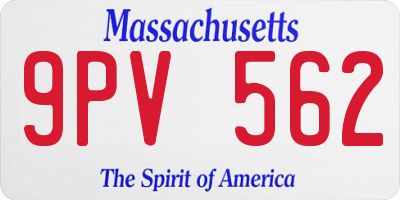 MA license plate 9PV562