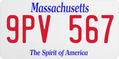MA license plate 9PV567