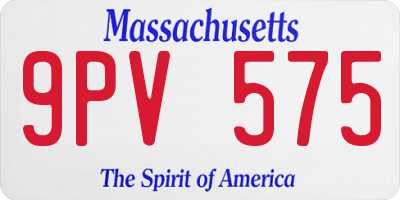 MA license plate 9PV575