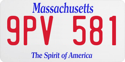 MA license plate 9PV581