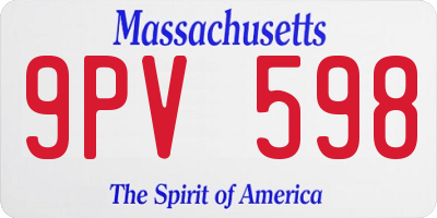 MA license plate 9PV598