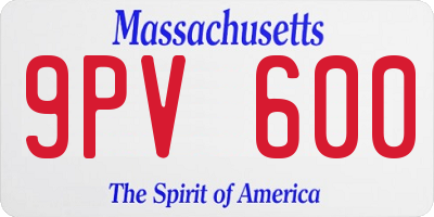 MA license plate 9PV600