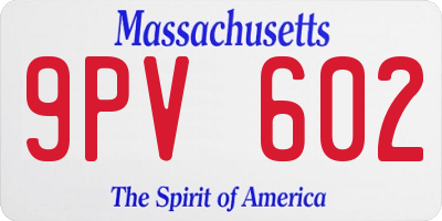 MA license plate 9PV602