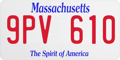 MA license plate 9PV610