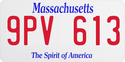MA license plate 9PV613