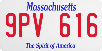 MA license plate 9PV616