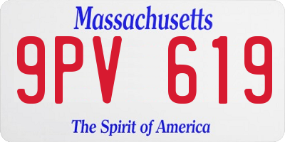 MA license plate 9PV619