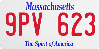 MA license plate 9PV623