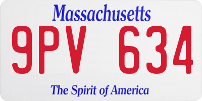 MA license plate 9PV634