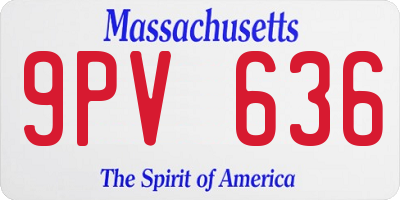 MA license plate 9PV636