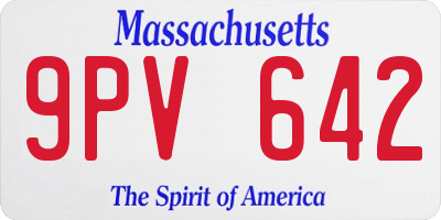 MA license plate 9PV642