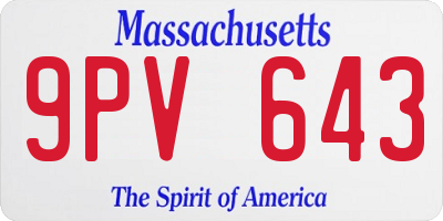 MA license plate 9PV643