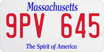 MA license plate 9PV645