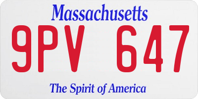 MA license plate 9PV647
