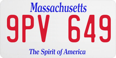 MA license plate 9PV649